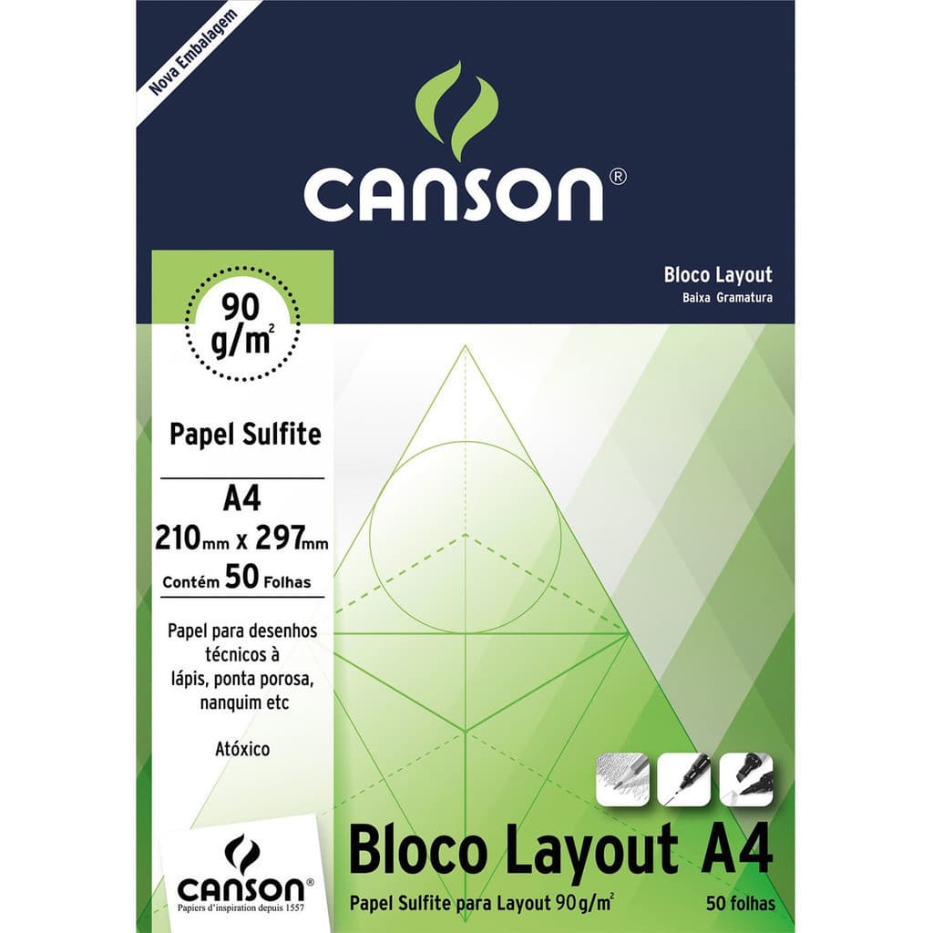 Bloco Técnico A4 90g/m² Canson Layout  50 Folhas