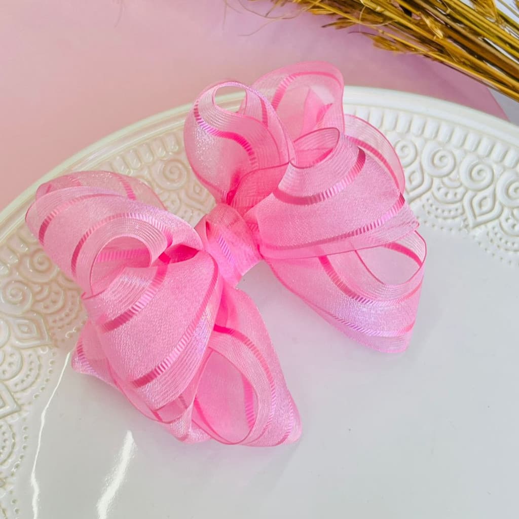 Laço infantil / Laço médio   /Laço rosa  /Laço delicado /Laço de festa / Laço de organza