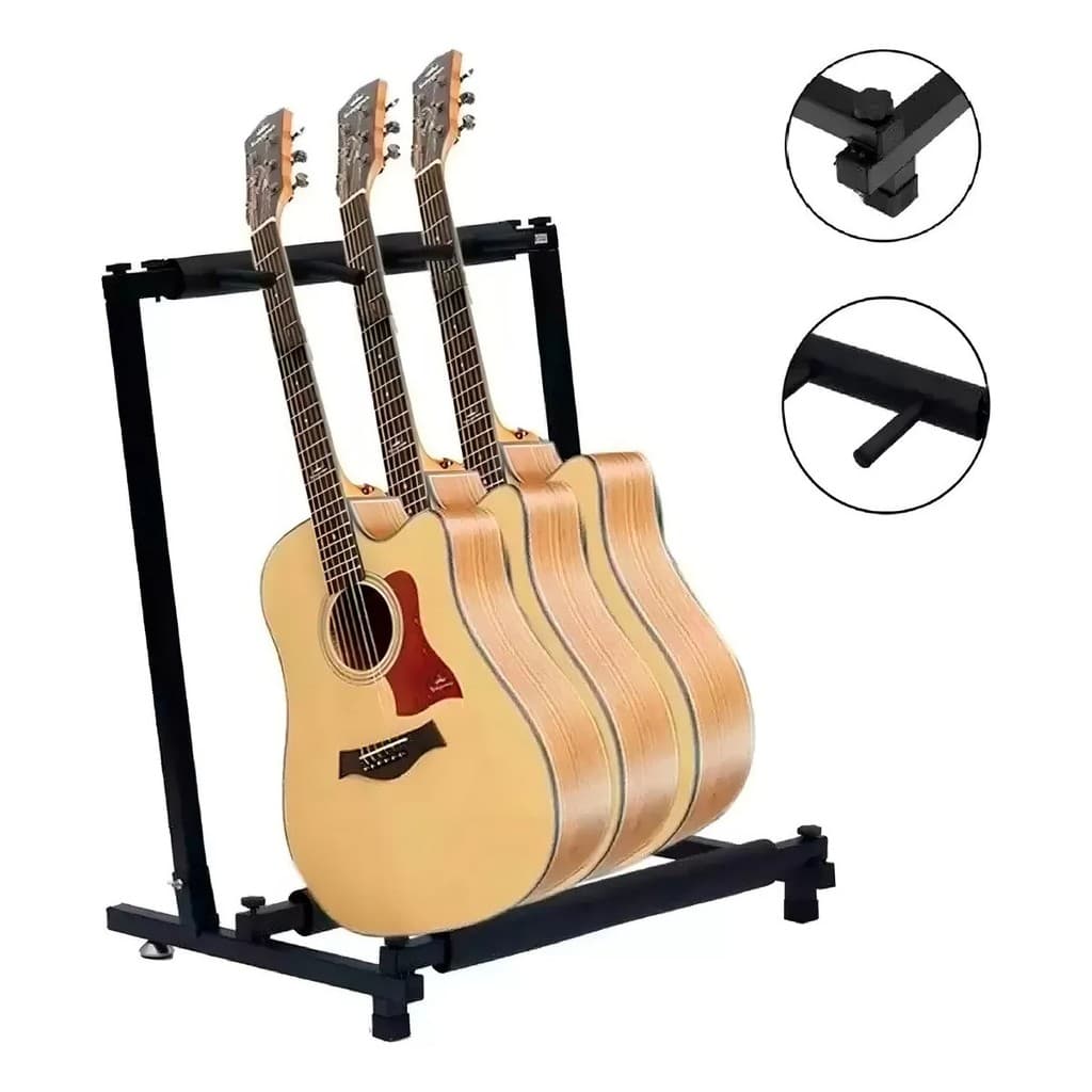 Rack Suporte De 3 Instrumentos C/ Encosto De Braço Smart Gs-033 Cor Preto