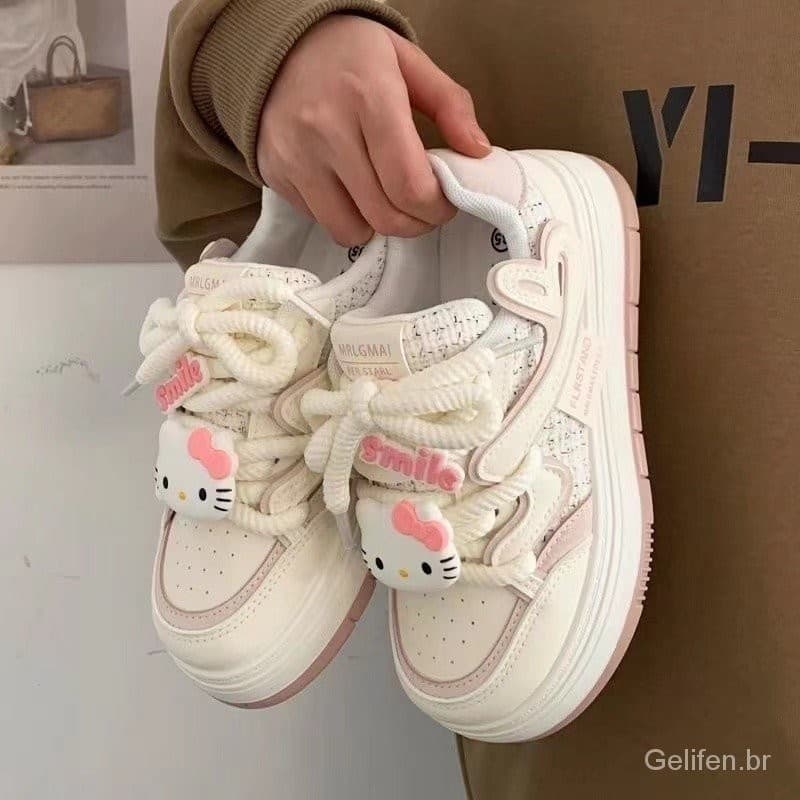 2026 Novo Estilo Outono Sapatos Femininos Hello Kitty Lady Tênis