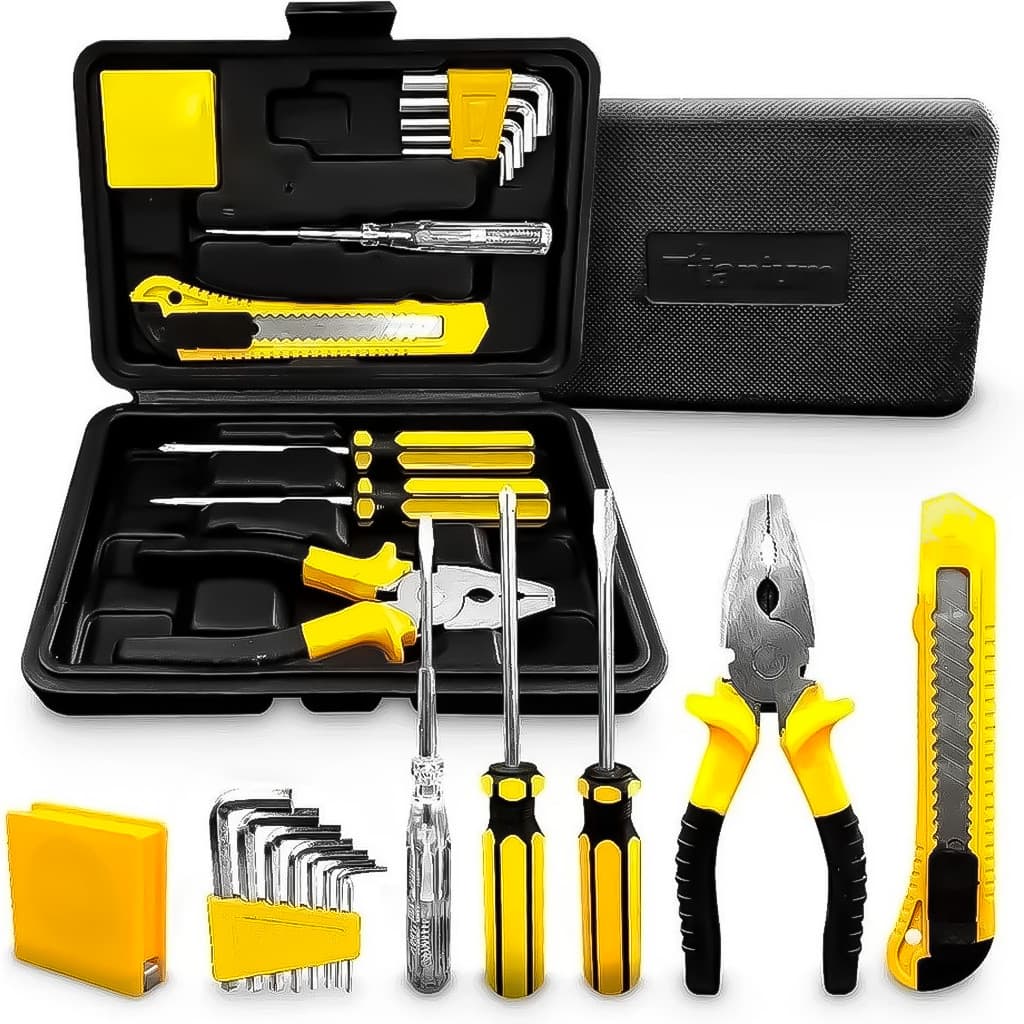 Kit De Ferramentas Manuais Com 11 Peças Estilete Alicate Trena Chave Fenda Philips Multiuso