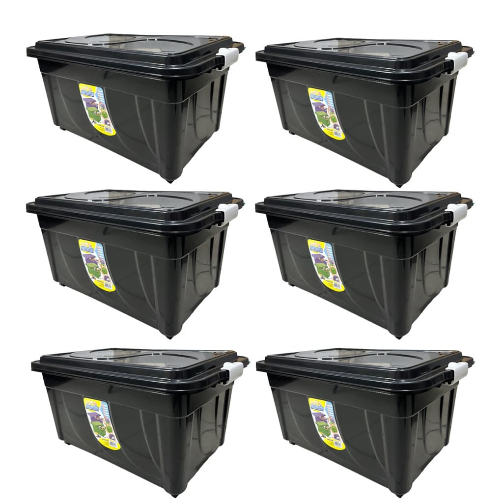Kit 6 Caixa Resistente Organizadora Preta 60l Agraplast