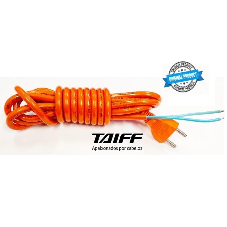 Cabo de Força para Secador Cabelo Taiff - Laranja -3 metros - 2 x1,50mm² 16A