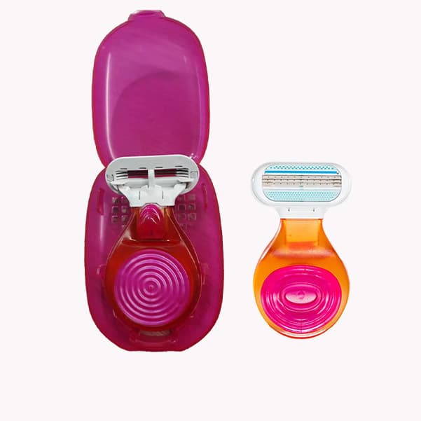 Mini 3 Lâminas De Barbear Com Mala De Viagem Feminino Perna Rosa E Portátil Compacto Bearing Essentials K5MJ