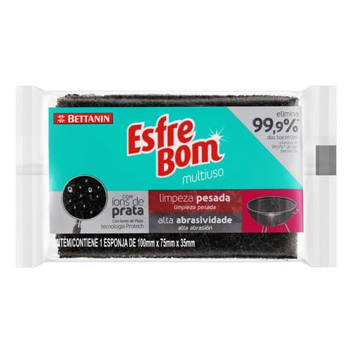 Esponja Esfrebom Limpeza Pesada De Espuma Abrasiva Alta Abrasividade Grelha Churrasco