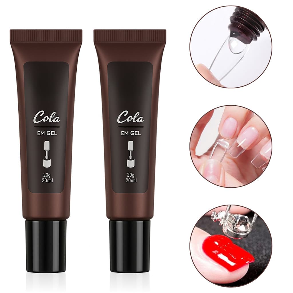 2 Un Cola De Unha Postiça Solida Em Gel UV/LED 20g Tips Alongamento Acrigel Transparente