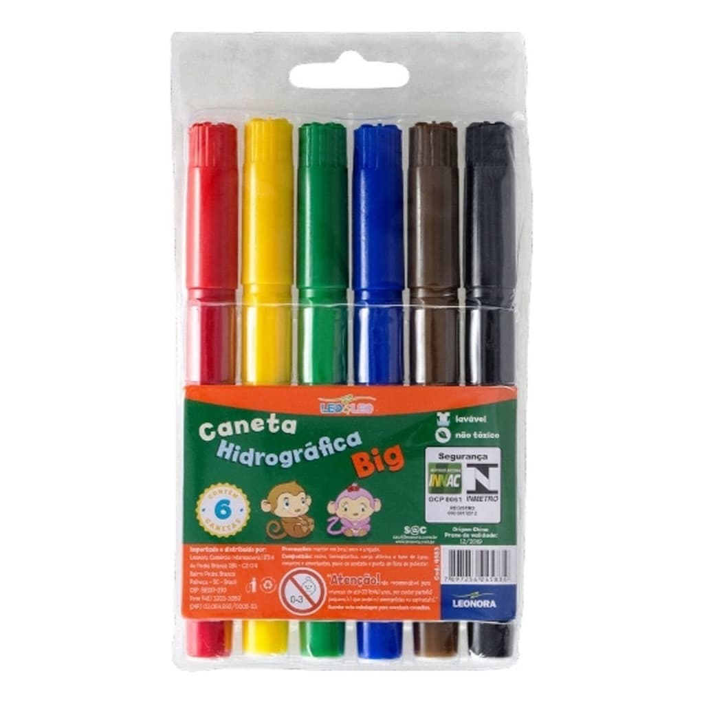Canetinha Colorida Ponta Grossa Big - 6 Cores