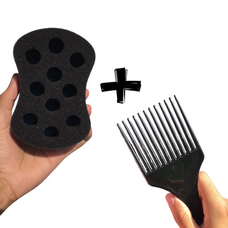 Esponja Nudred Pequena Premium M 16mm + Pente Afro