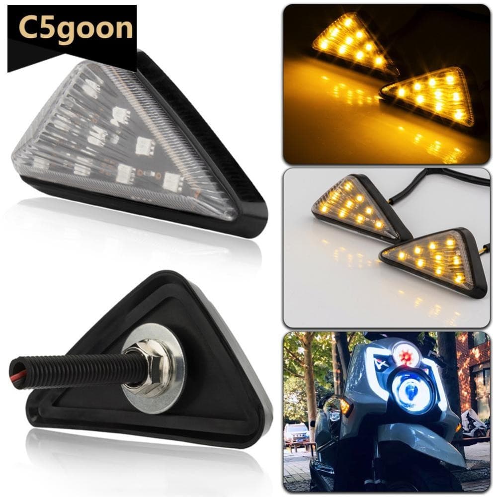 C5GOON 2 Pçs Luzes De Sinal Volta Da Motocicleta Triângulo Indicador Pisca Laterais Motos Amarelo Para Kawasaki I6O9