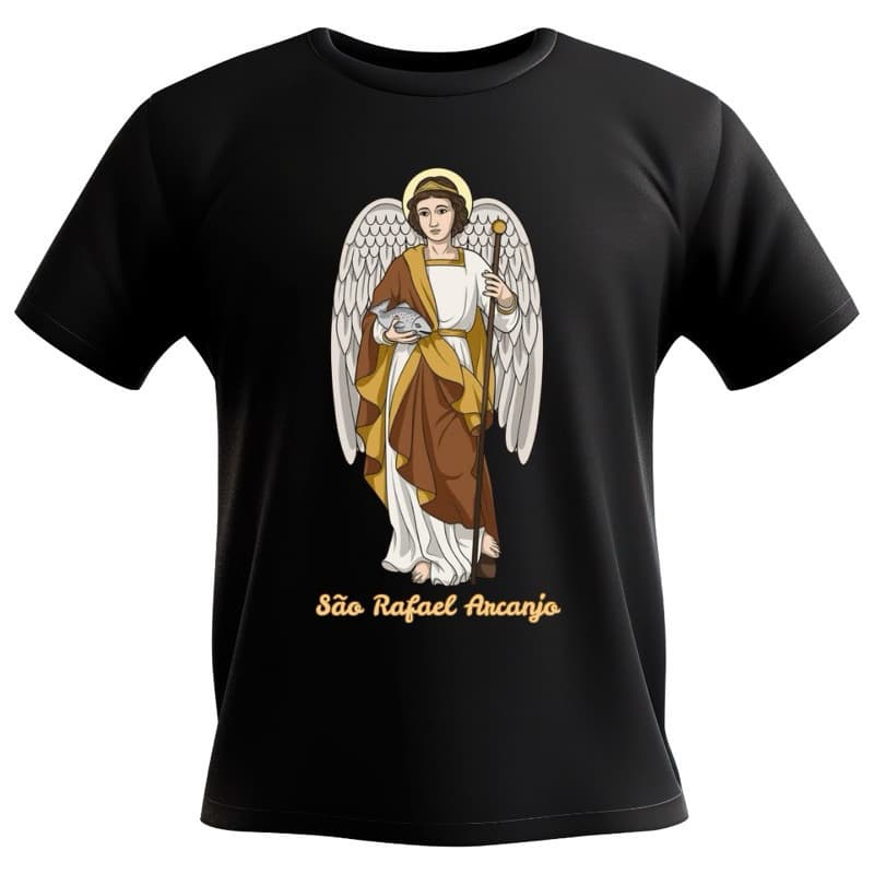 T-shirt Linda Baby Look Feminina Algodão São Rafael Arcanjo Blusinha Católica Premium Envio Imediato