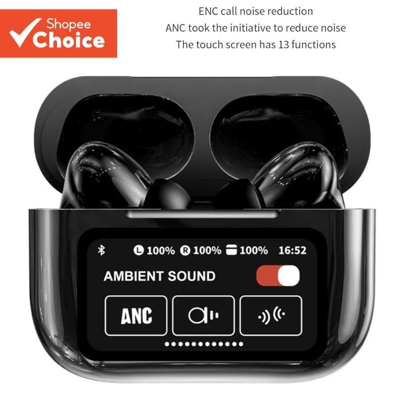 A9 Pro TWS Tela Sem Fio Bluetooth Fone De Ouvido ANC ENC Cancelamento De Ruído Estéreo HiFi