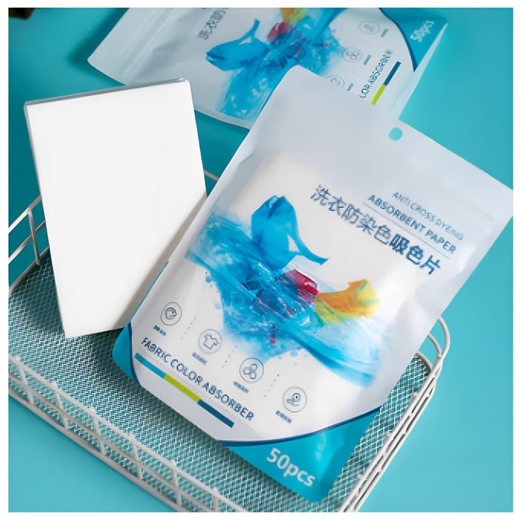 Kit 100 / 250 Lenços Anti Mancha Folha Maquina de Lavar Tingimento Roupas