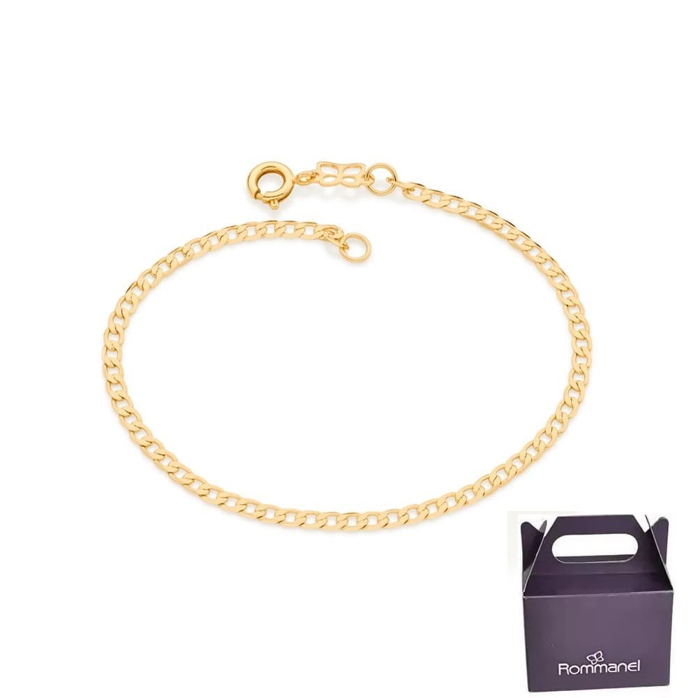 Pulseira Masculina Fol Ouro Elos Diamantados 551718 Rommanel