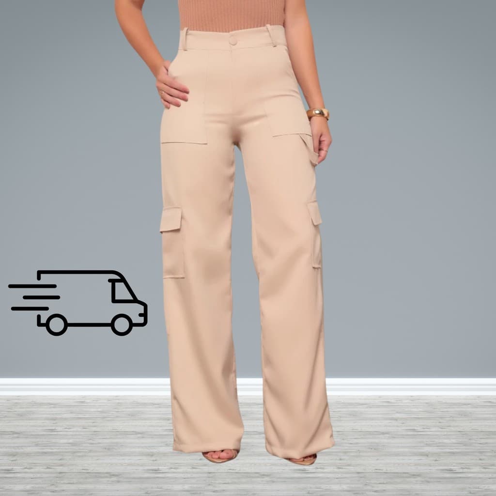 Calça Feminina Cargo Bege Alfaiataria - Para você se vestir com atitude