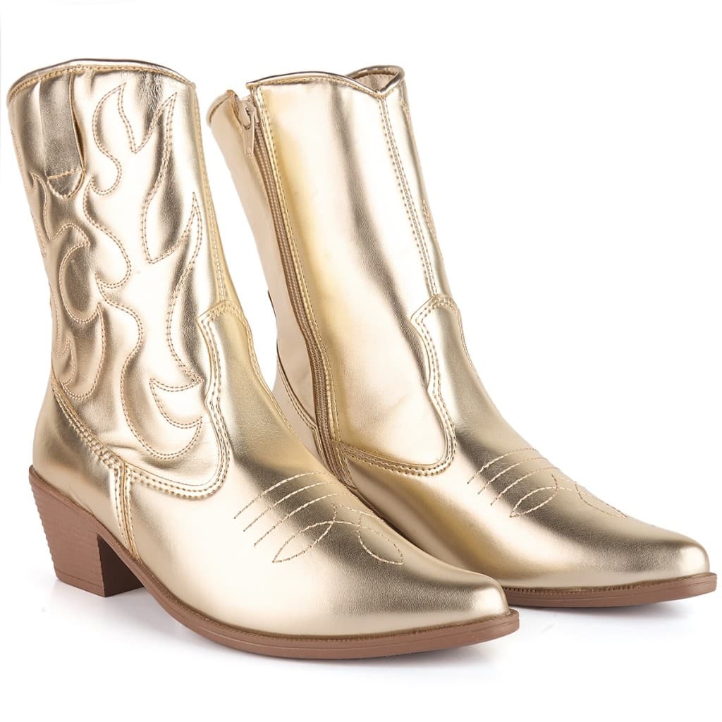 Bota Country Western Rodeio Texana Bordada Bico Fino Cano Curto Confortável Espessura Fina Modinha