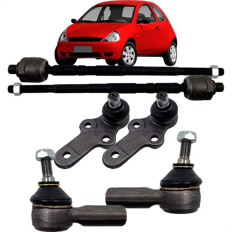 Kit Pivô Suspensão Inferior Barra Axial Terminal Direção Mecânica Ford Ka 1997 A 2007