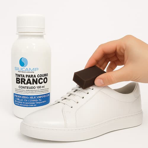 Tinta Para Couro Branco Plástico Banco Carro Sapato Sofá 100ml