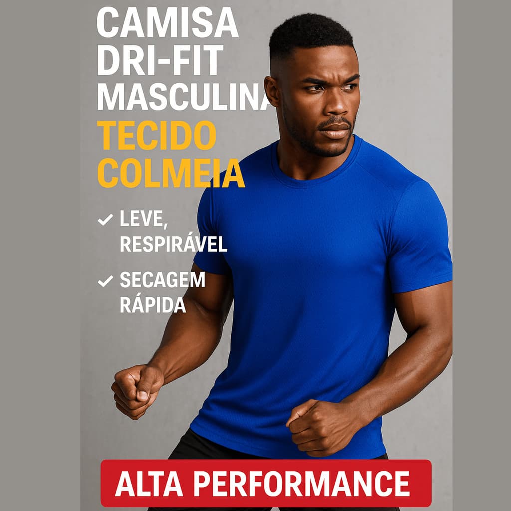 Camiseta Masculina Dri-Fit Colmeia – Esportiva, Leve, Respirável e Ideal para Treino, Corrida e Academia