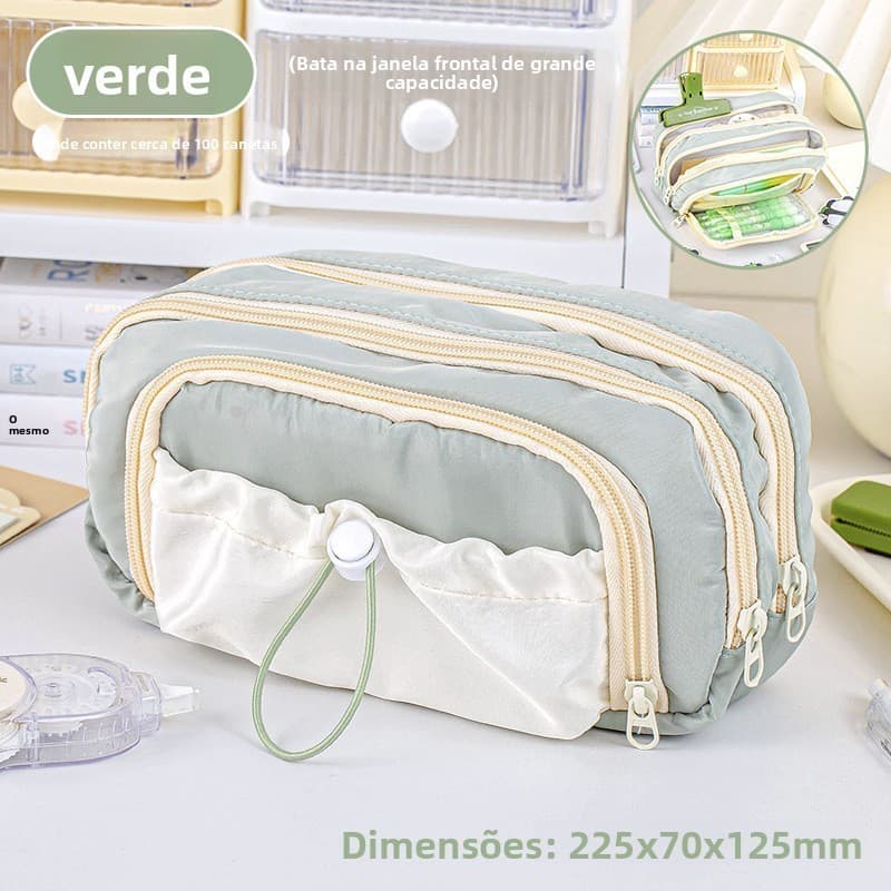 Estojo De Lápis Caneta Esferográfica De Papelaria Bolsa De Armazenamento Portátil Grande Capacidade Estudantes De VoltaW