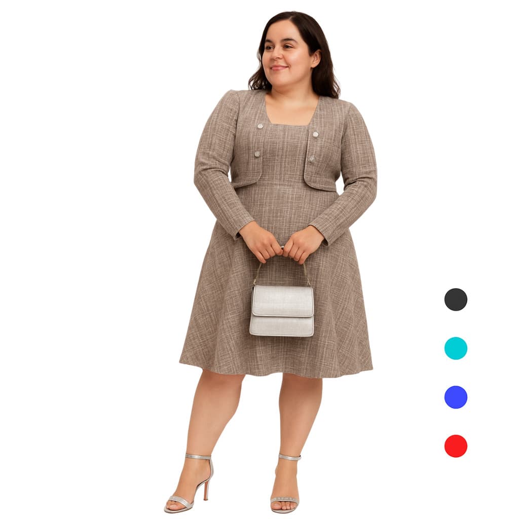 Vestido Com Bolero Elegante Plus Size Moda Evangelica Midi