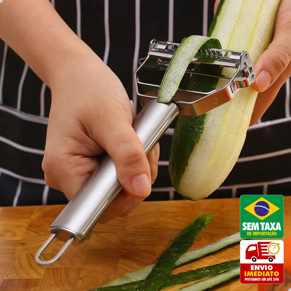 Descascador e Fatiador de Frutas e Legumes em Aço Inox Amigold 4277 Utensílio Cozinha