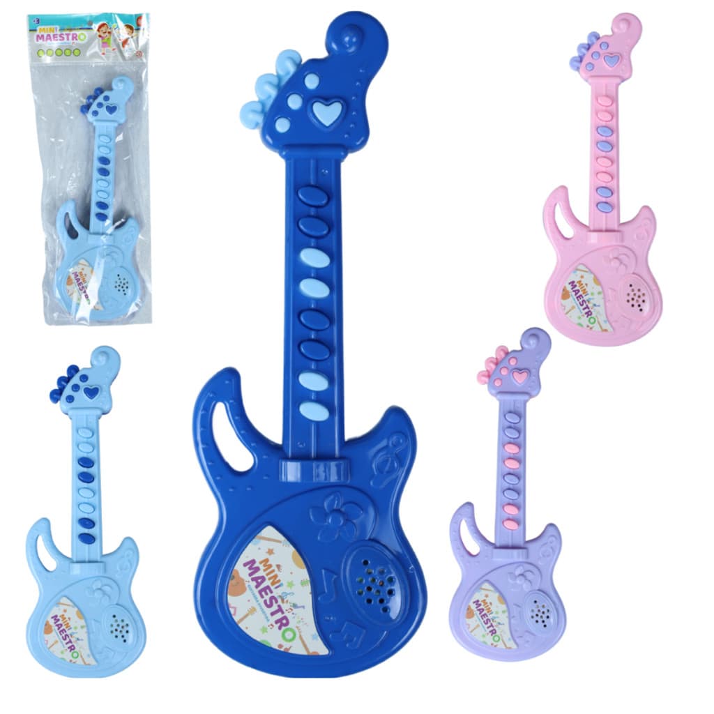 MINI GUITARRA MUSICAL INFANTIL MINI MAESTRO A PILHA 25CM