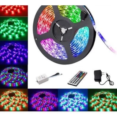 Fita LED RGB 5050 SMD 300LEDS Rolo 5M Flexível 12V + Controle