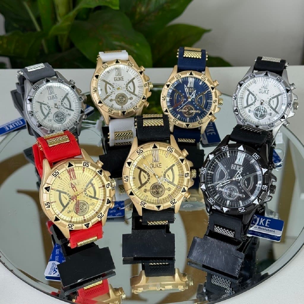4 Relogios Masculinos Pulseira Em Silicone Prova Dagua Guke RX Sport Pallyjane Elegante