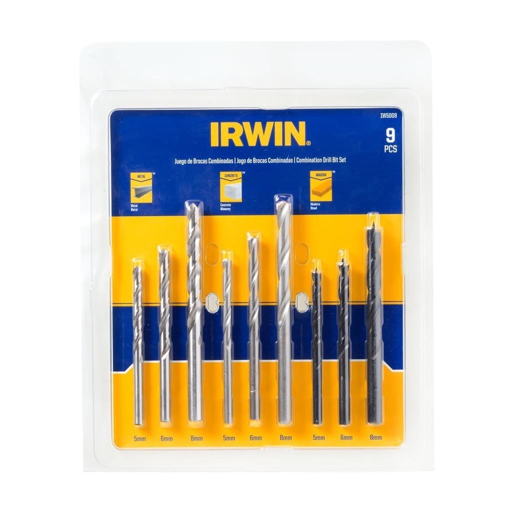 Jogo De Broca 9pcs Concr/Mad/Meta Irwin Iw5009