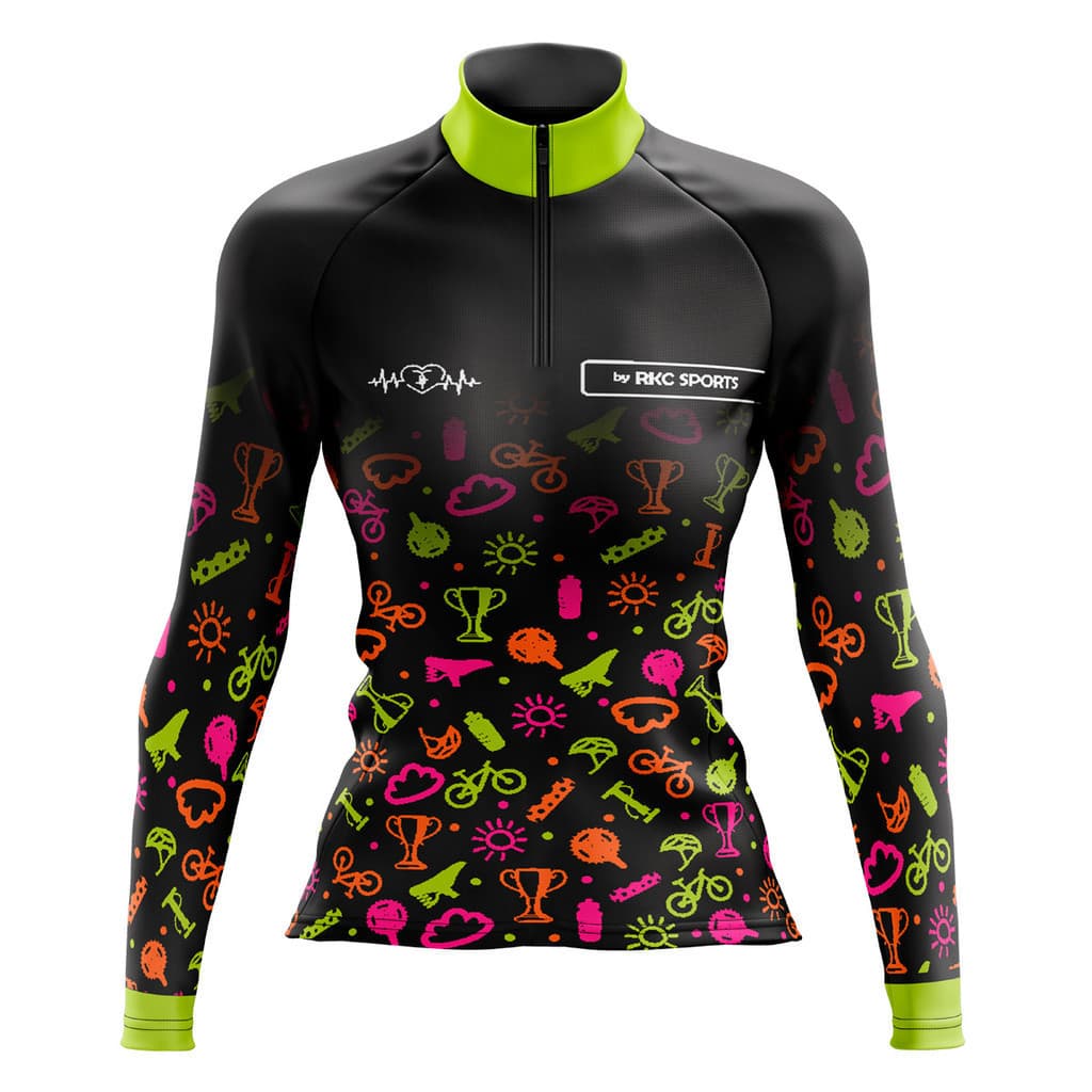 CAMISA CICLISMO FEMININA MOUNTAIN BIKE MANGA LONGA PROTEÇÃO UV RKC SPORTS TROFÉU