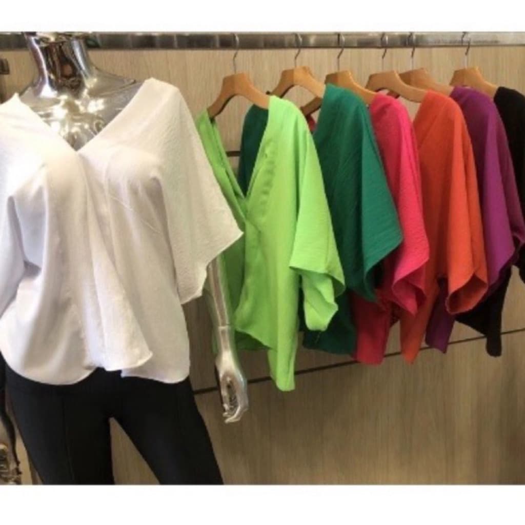 de magan3/4 blusas liso morcego feminina