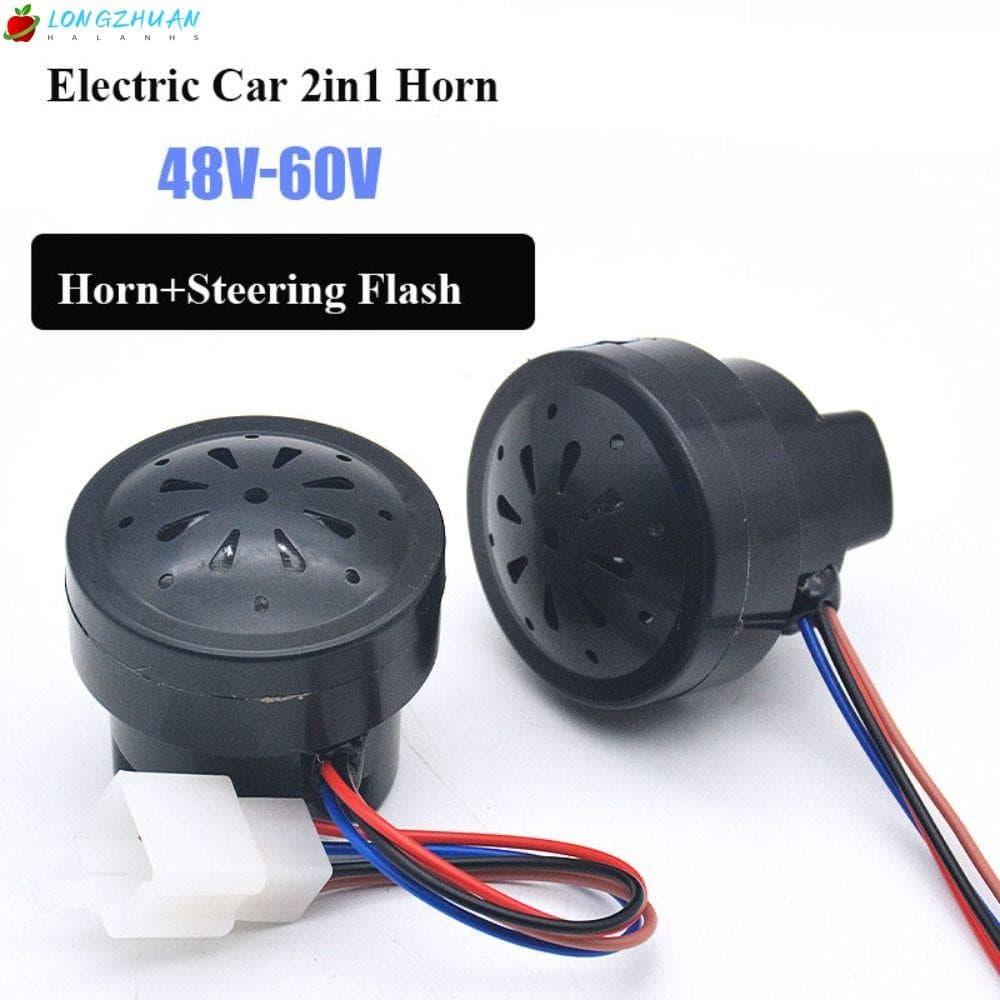 Buzina De Carro Elétrico LONNGZHUAN , Triciclo Preta 48V 60V , 2 Em 1 Com Campainha Anti-Roubo De Plástico LED