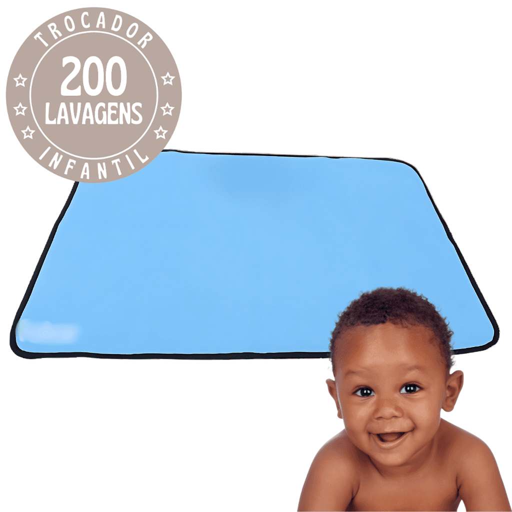 Trocador Portátil Azul 100x70cm Acolchoado Absorvente e Multiuso Bebê Confortável em Qualquer Lugar