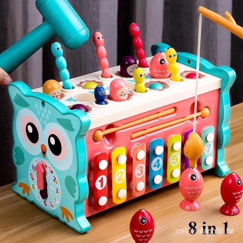 Mr.YE Baby Montessori Toys Magnetic Fishing Owl Cube Aprendizagem Do Cubo De Pesca Relógio Educacional Kids Hammer