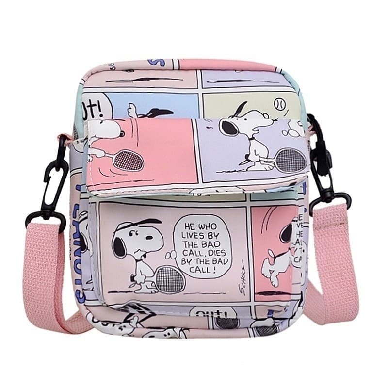 [Envio em 48 horas] 2023 Nova Bolsa Snoopy Cross-Shaped Saco De Corpo Bonito Versão Coreana De Um Ombro Quadrado Pequeno