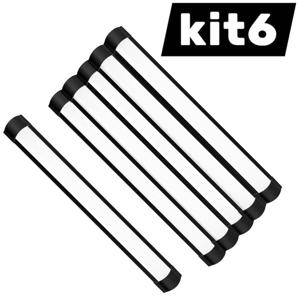 Kit 6 Plafon LED Tubular 120cm 40W | Ultra Slim Branco Frio Bivolt