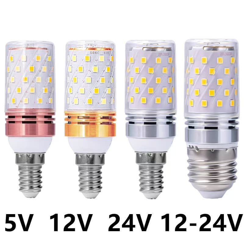 Lâmpada LED Tricolor Lâmpada de escurecimento 5V 12V 24V12W Lâmpada de milho Lâmpada de vela