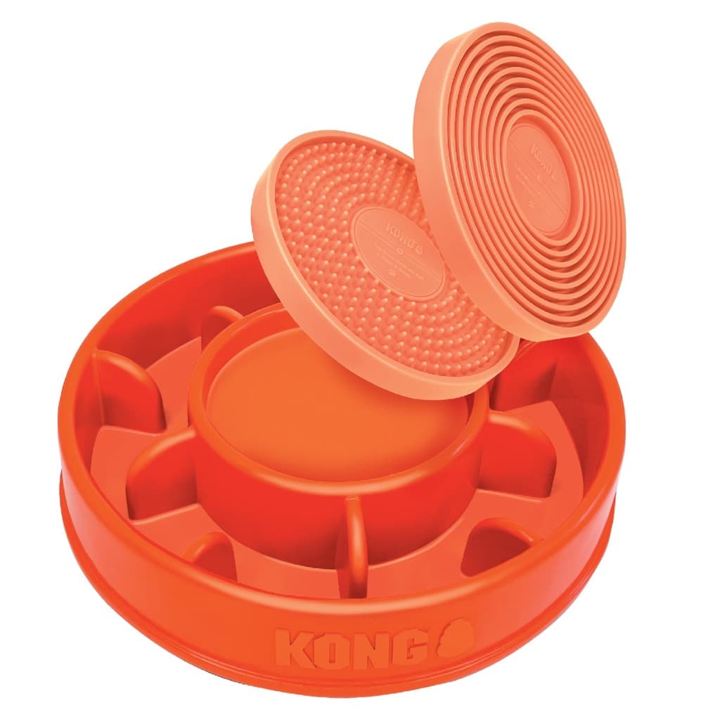 Kong Licks Mealtime Comedouro Lento e Tapete de Lamber 2 em 1 - Grande - Slow Feeder com Lick Pad Texturizado