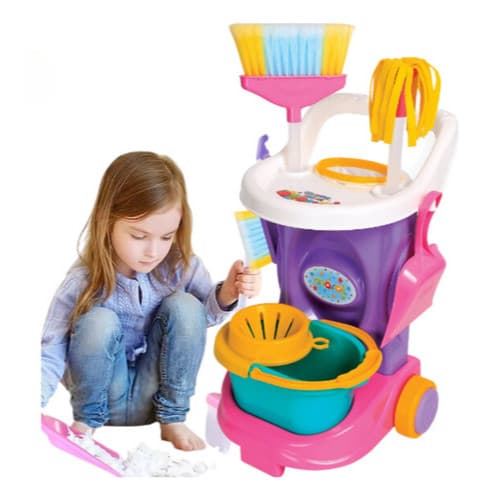 Carrinho Infantil De Limpeza Brinquedo Colorido Presente Menino Menina Cleaning Trolley