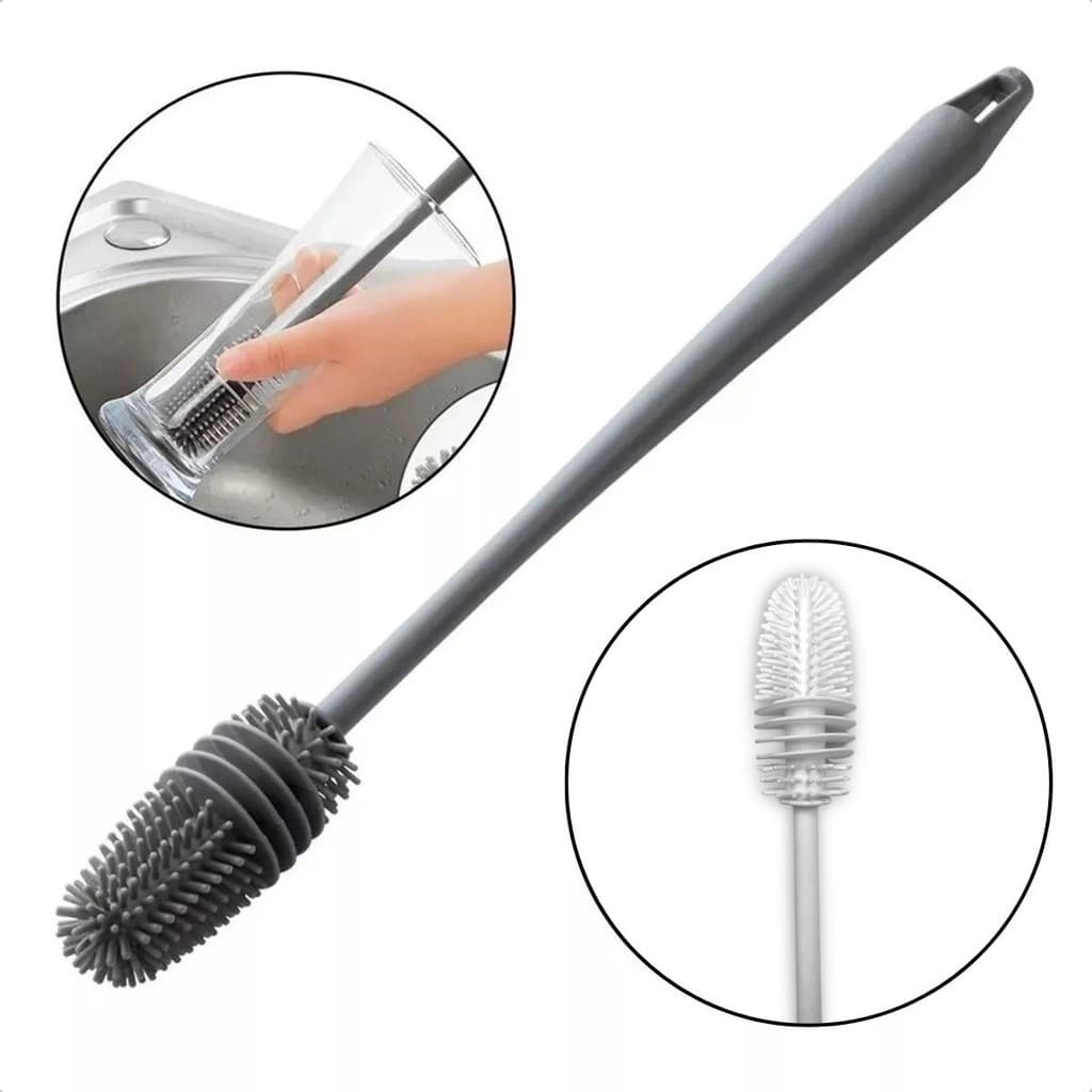 2 Escovas De Lavar Louça em Silicone Garrafa Mamadeira Copos