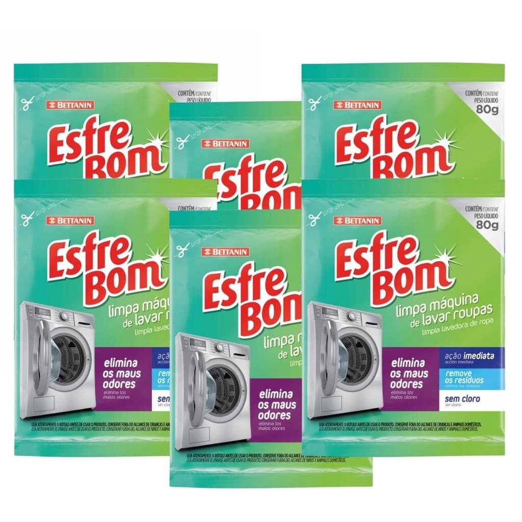 Limpa Máquina de Lavar Roupas EsfreBom Bettanin 80g | Remove Odor e Resíduos | Higieniza Sem Cloro