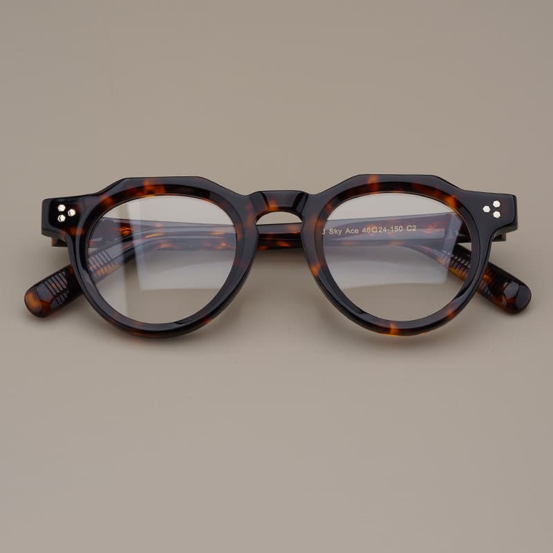 Estilo Japonês Artesanal Acetato Redondo Oval Óculos Quadros Para Homens Mulheres Designer Tartaruga Preto