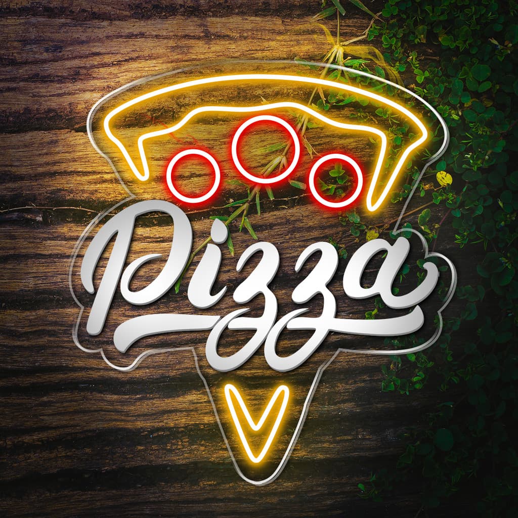 Painel Neon Led Acrílico Pizza Letreiro Decoração Pizzaria