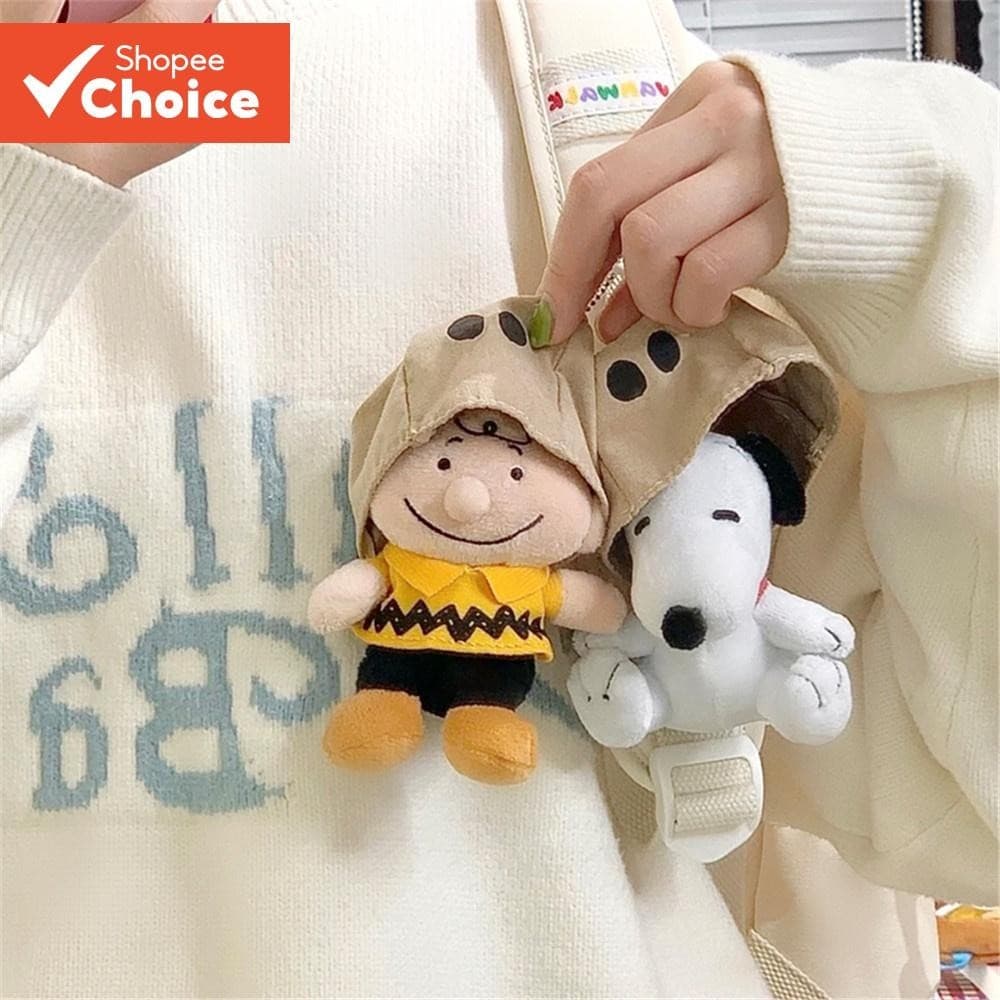 Chapéu Com Capuz Fofo de Pelúcia Snoopy Charlie Brown Boneca Chaveiro Acessório para Chave