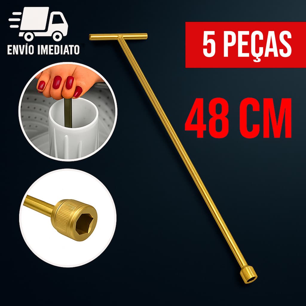Kit 5 Chave T 10mm Longa para Agitador e Maquina de Lavar