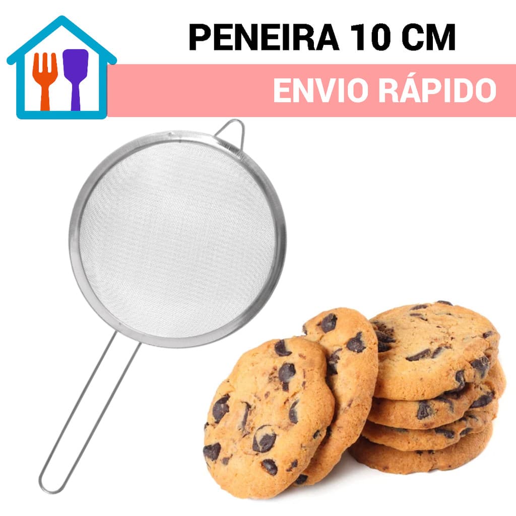 Peneira Aço Inox 10 cm Utensilio de Cozinha Peneirar Coar Escorrer Resistente Multiuso Universal