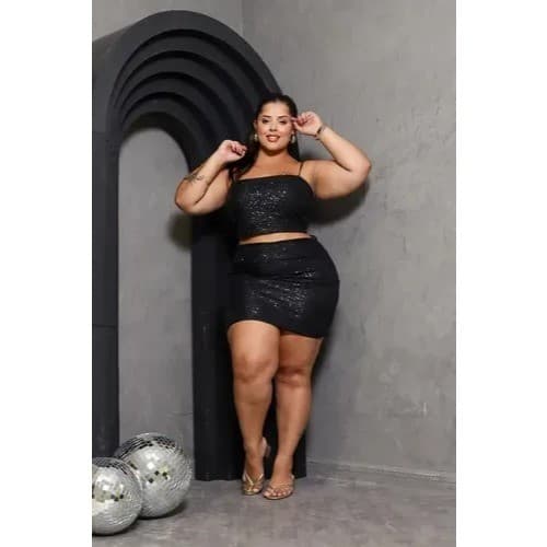 CONJUNTO PLUS SIZE / SAIA PAETE + CROPPED PAETE  PLUS SIZE / FESTAS