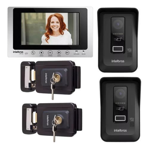 Kit Vídeo Porteiro Wifi Allo Wt7 Lite Com 02 Modulo Externo