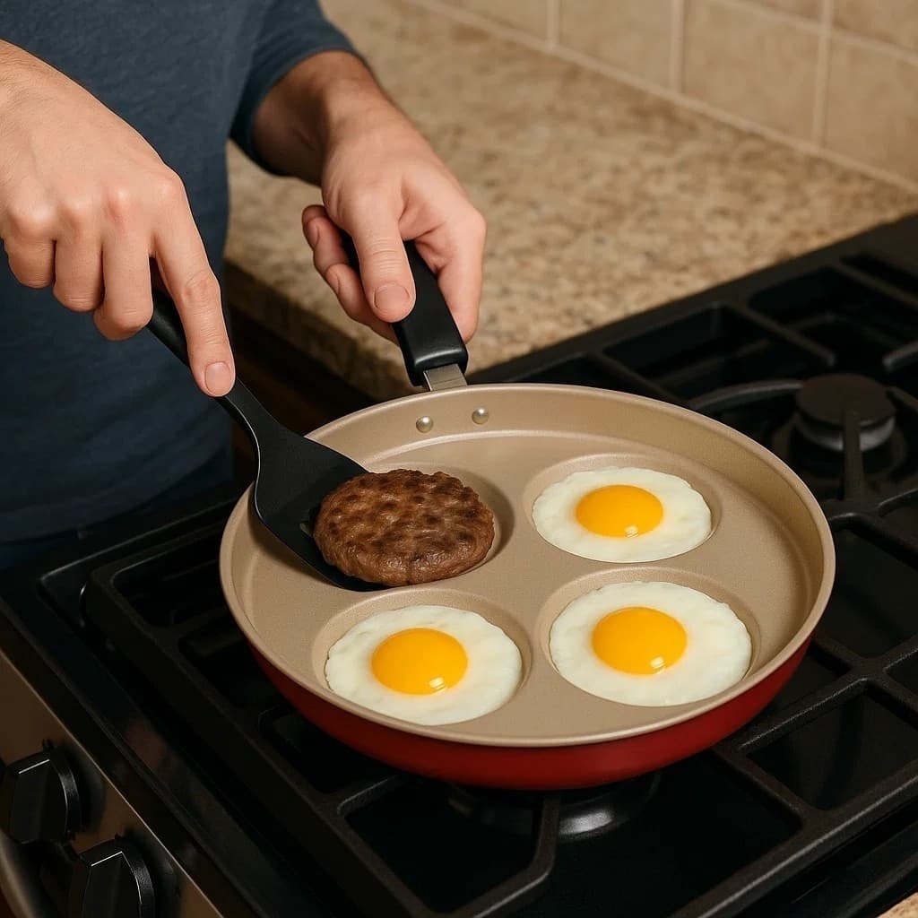 Frigideira Antiaderente 4 em 1 Divisórias Ovo Sanduicheira Panela Fritar Grill Assadeira Forma Chapa