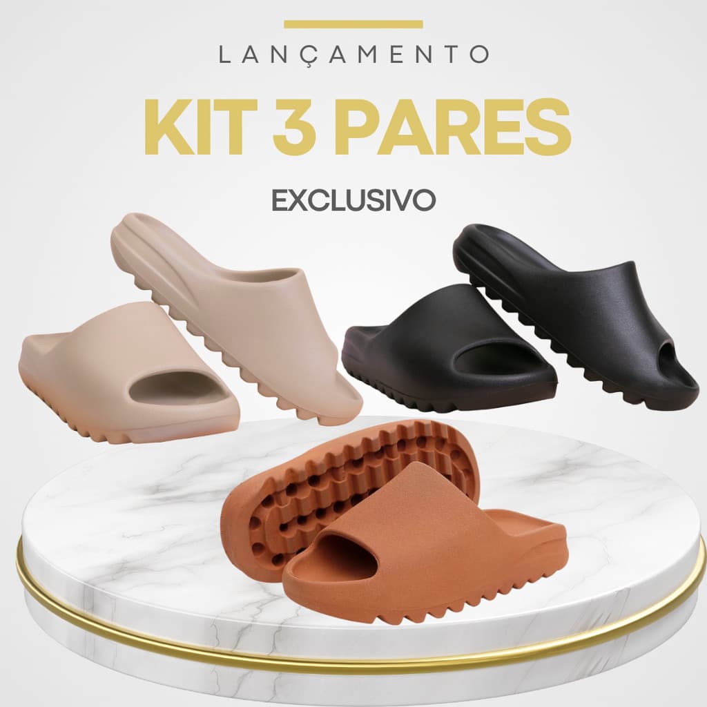 Kit  Pares Chinelo Masculino Feminino Confortável Yzy Macio